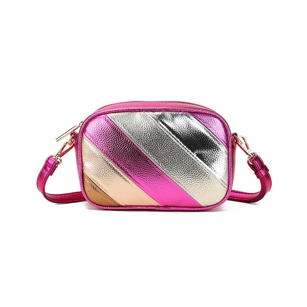 Regenbogen-Umhängetasche aus Kunstleder in Metallic-Optik | 70109