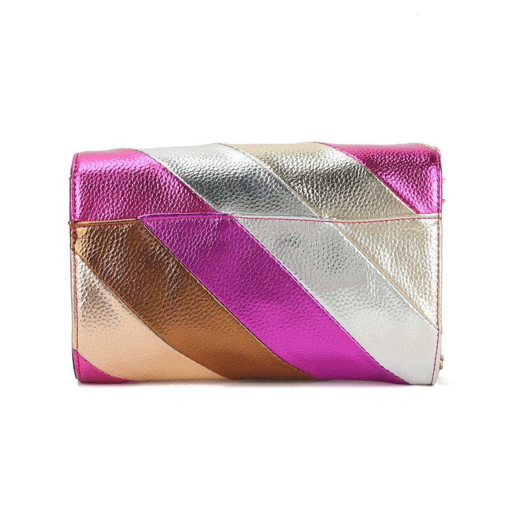 Regenbogen-Clutch/Umhängetasche aus Kunstleder in Metallic-Optik | 70107