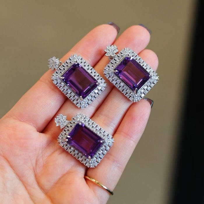 Amethyst-Anhänger im königlichen Stil mit quadratischem Rahmen – nur Anhänger