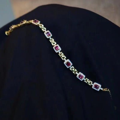 Italienischer Stil rotes Granat -Granat -Fancy Armband