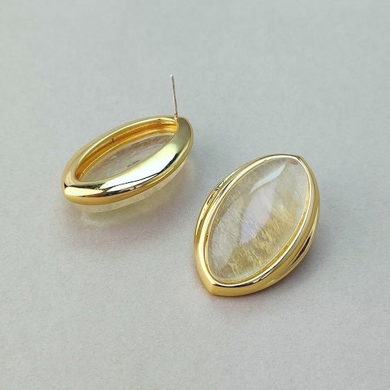 Mutige minimalistische Gold-Rutilquarz-Ohrringe