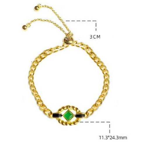 Luxuriöses Kettenarmband mit grünem Onyx