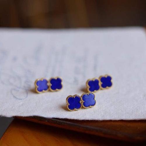 Minimalistische Lapis Lazuli Lucky Clover Ohrstollen