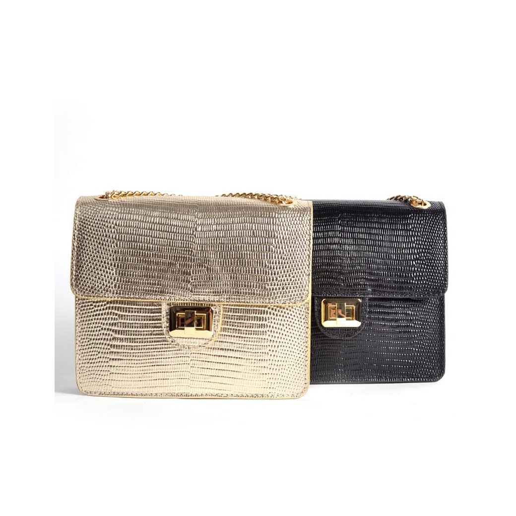 Lederhandtasche | Eidechse metallisch | 552775