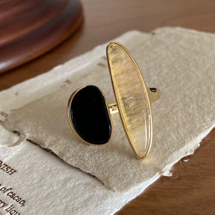 Mutiger minimalistischer Gold-Rutilquarz-Ring