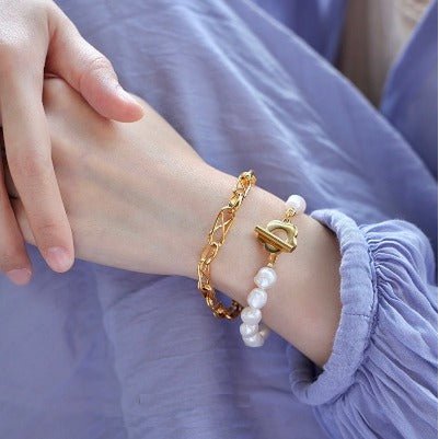 Armband aus Süßwasserperlen – Blumenschnalle