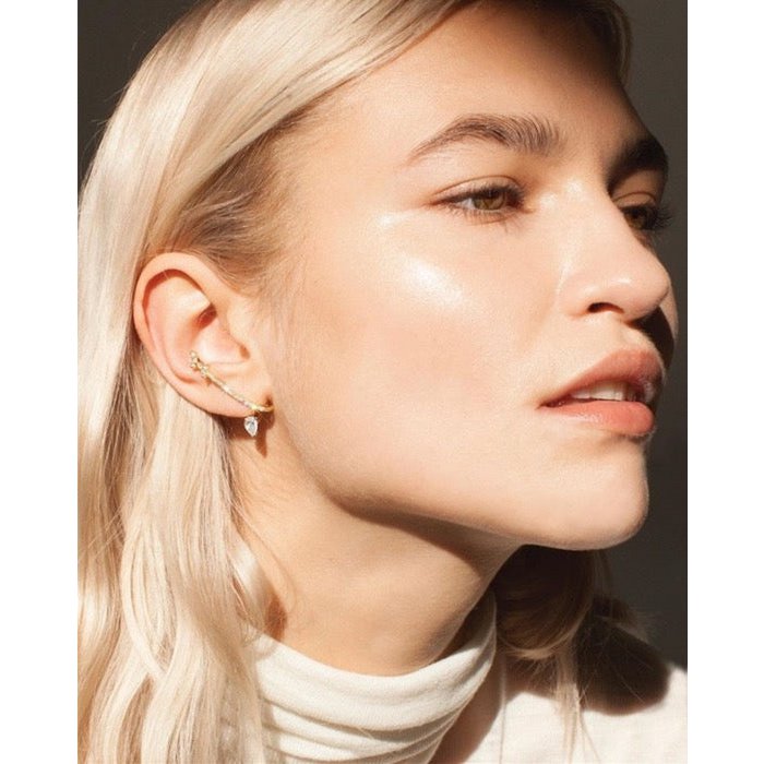 Moderne Vintage-Ohrmanschette mit glitzernder Linie, einteilig