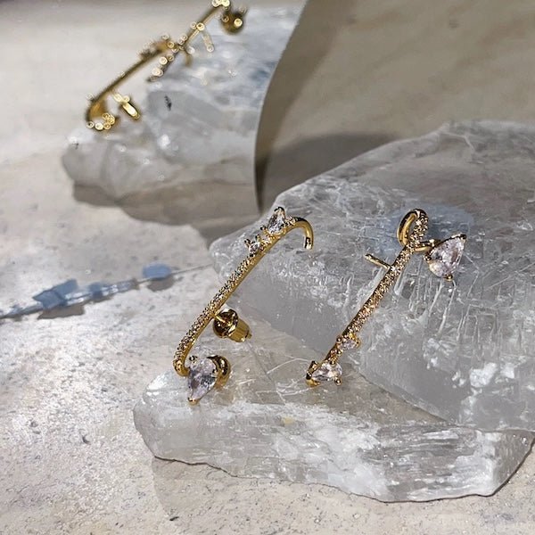 Moderne Vintage-Ohrmanschette mit glitzernder Linie, einteilig