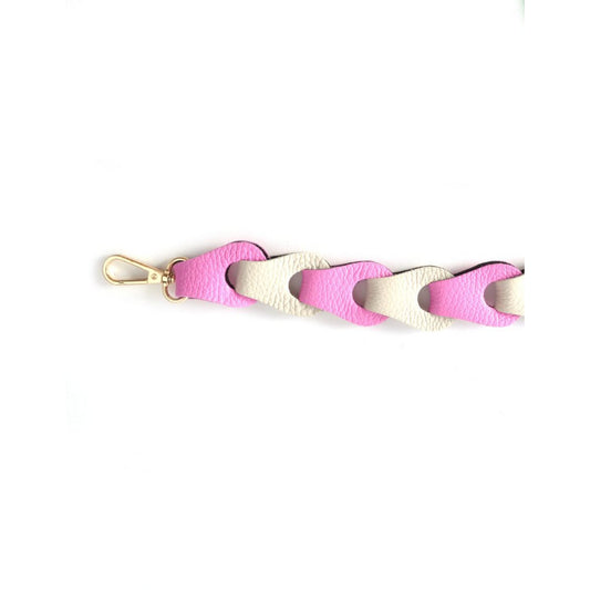 Schultergurt geflochten metallic Wide XL Bubble Gum rosa/Beige | 559090