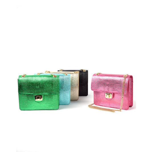 Lederhandtasche | Eidechse metallisch | 552775