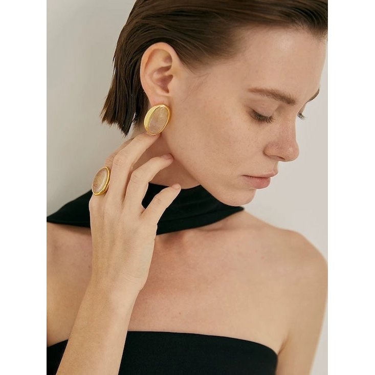 Mutige minimalistische Gold-Rutilquarz-Ohrringe