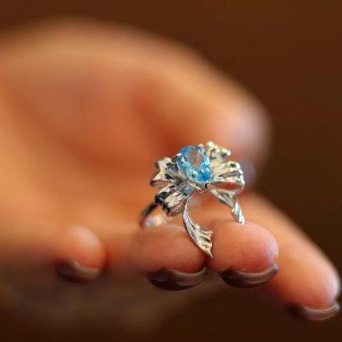 Blue Topaz Ringe im Prinzessinstil - verstellbar