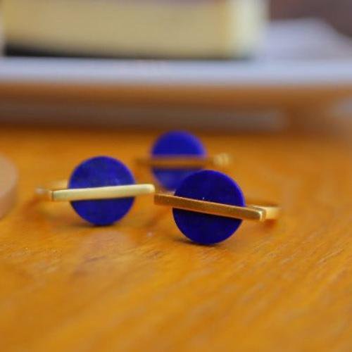Minimalistische Lapis Lazuli Round Edelstein Ring - einstellbar
