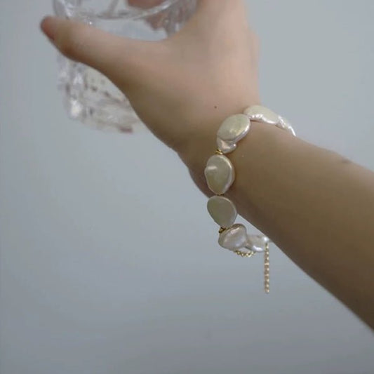 Einzigartiges Barock-Perlen-Münzen-Perlen-Armband