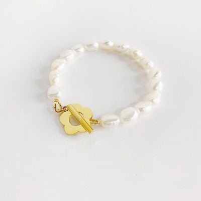 Armband aus Süßwasserperlen – Blumenschnalle