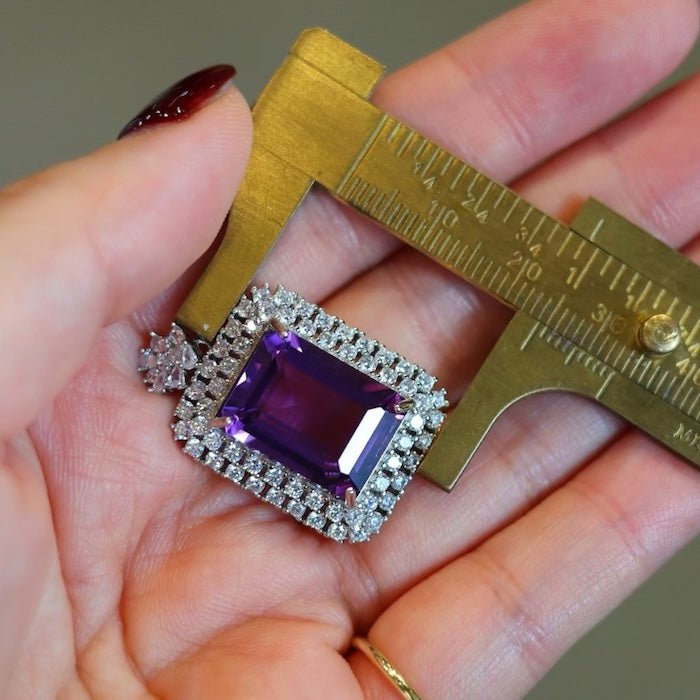 Amethyst-Anhänger im königlichen Stil mit quadratischem Rahmen – nur Anhänger