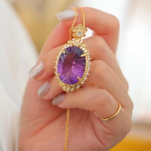 Royal Style Amethyst Large Anhänger Halskette