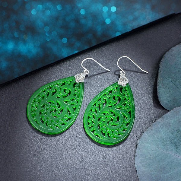 Waterdrop Jade Ohrringe-Ruyi Blumenmuster